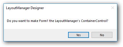 Alert message to add Flow layout as container control of form
