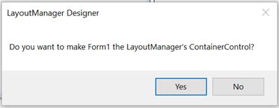 Alert message to add GridLayout as Container control to form