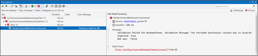 License Validation Failure Message