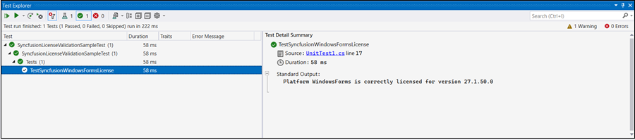 License Validation Success Message