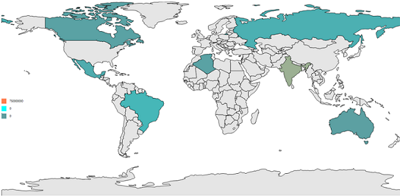 Map displaying default legend