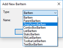 DropDownBarItem selection