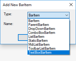 TextBoxBarItem selected