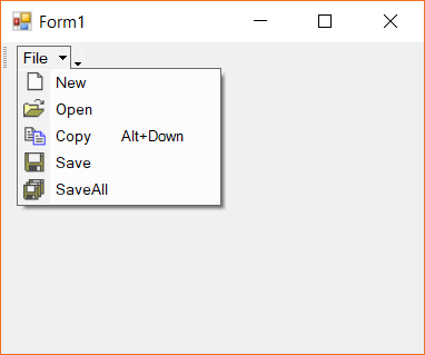 Menu item is applied with a shortcut text