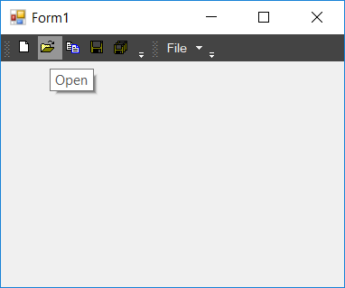 Menu control is applied with Office 2016 black theme