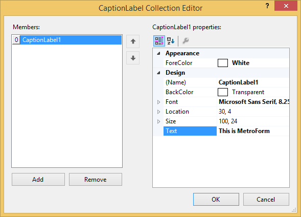 Add Labels With collection editor window