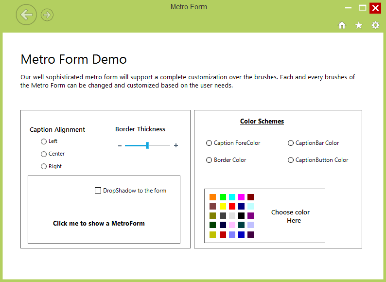 Metro style form for Windows Forms