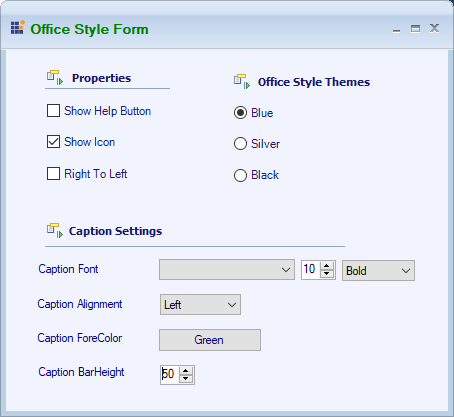 Winforms showing caption bar height applied in office2010form
