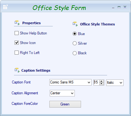 Winforms showing caption font applied in office2010form