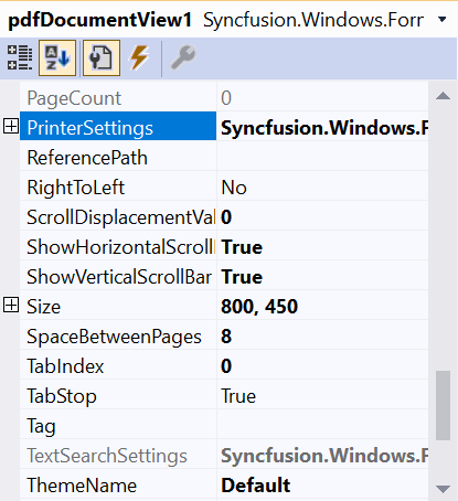 Windows forms PdfDocumentView displays properties window of control