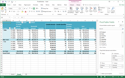Exporting pivot table to excel