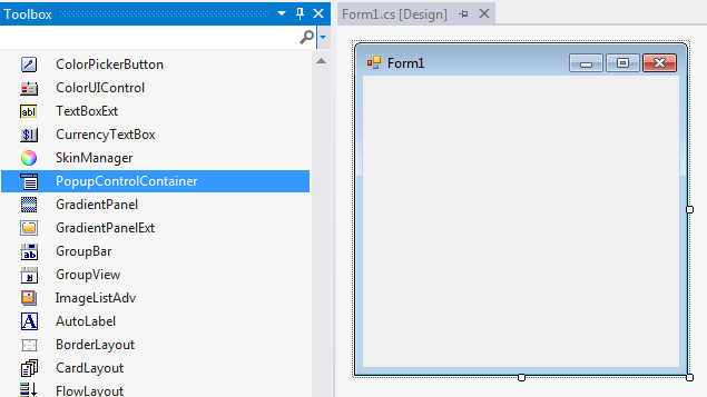 PopupControlContainer added via designer