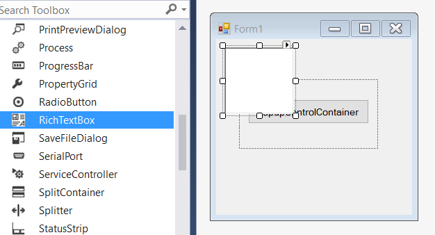 Adding rich text box control to the PopupControlContainer