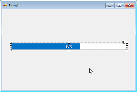 Output of adding control in windows forms progress bar