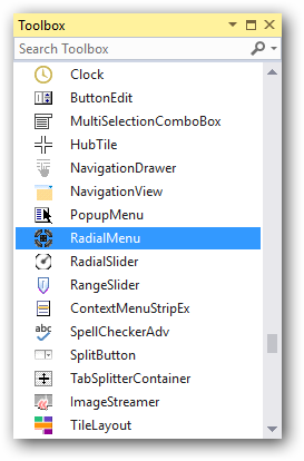 Adding control in windows forms radial menu