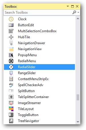 Search RadialSlider in ToolBox