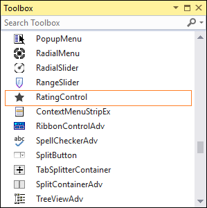 Search Rating Control in toolbox