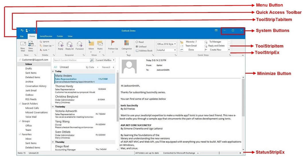 Overview of Syncfusion RibbonControlAdv