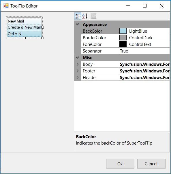 ToolTip Editor dialog box