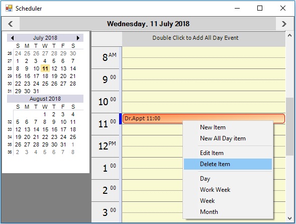 Deleting appointment in WinForms Scheduler Control