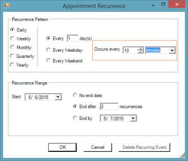 Appointment recurrence dialog in WindowsForms Scheduler
