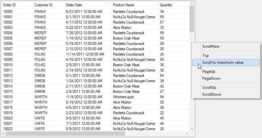 Winforms showing the applied the localization in scrollframe