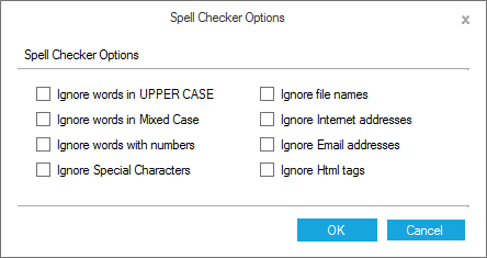SpellCheckerAdv spell checker option window