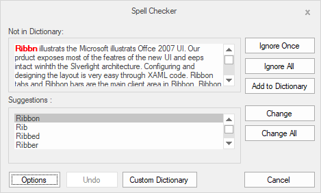 Spell Checker dialog to correct error words in WindowsForms application