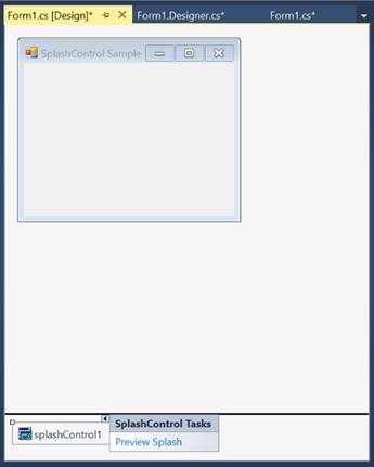 Windows forms splashcontrol showing in designer page