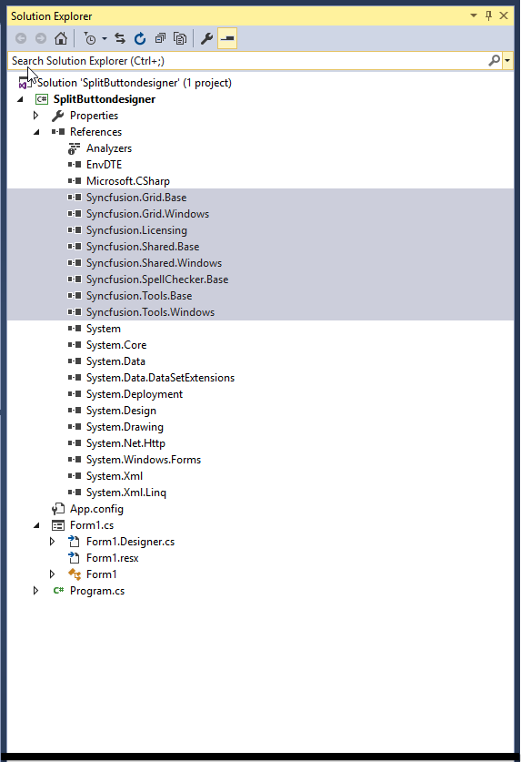 WindowsForms Split Button dependency assembly reference