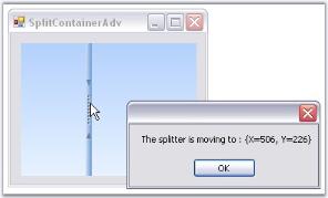 Use of splitter moving event