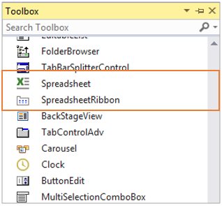 Toolbox in WindowsForms Spreadsheet