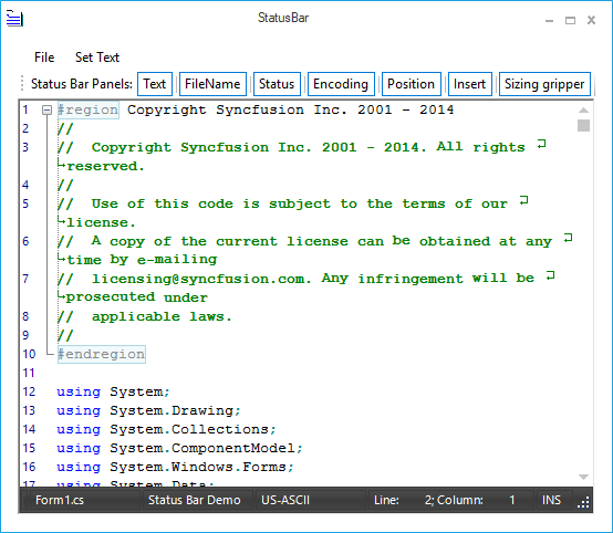 Office2007 black theme status bar for syntax editor
