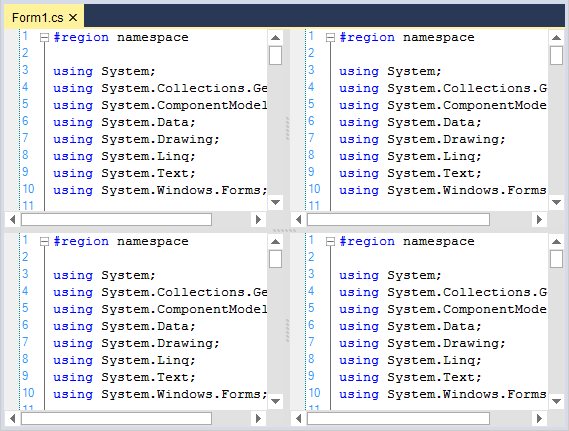 Multiple split view Syntax editor