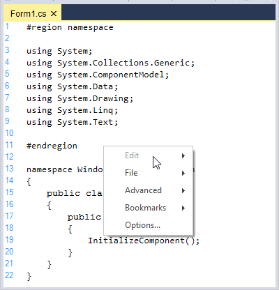 Disable edit opeartions in context menu of syntax editor