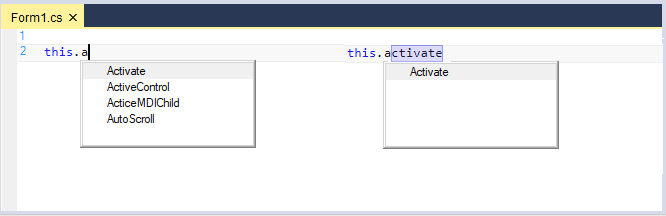 Autocomplete the typed text based on items added in context choice