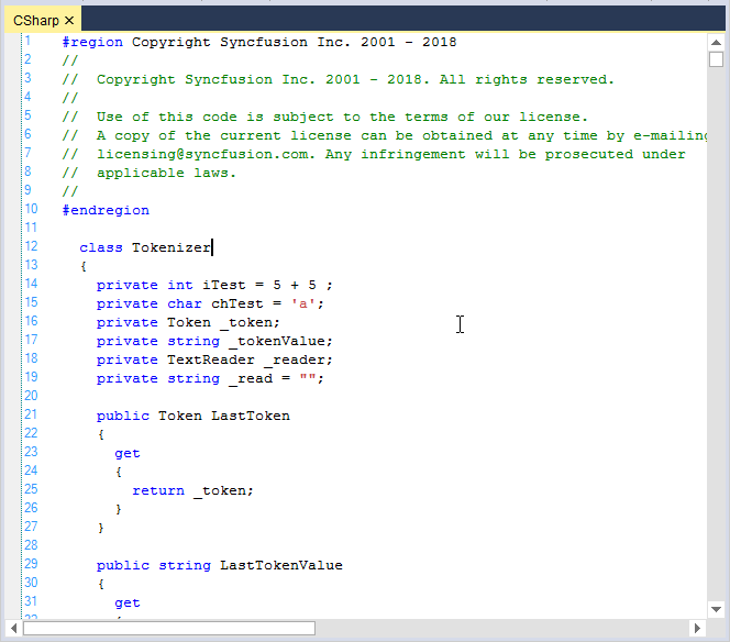 Built-in CSharp syntax highlighting in syntax editor