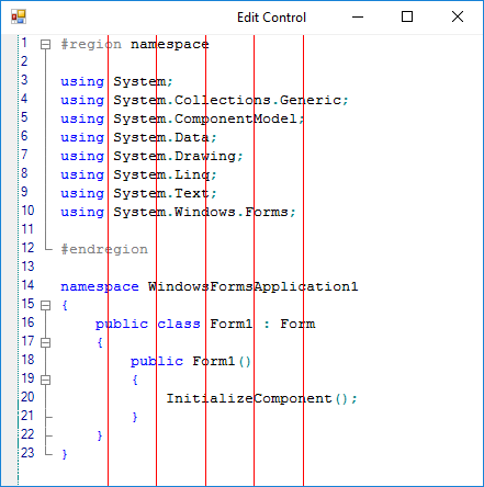 Column dividers in syntax editor