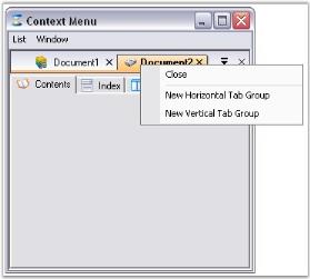 Tab item context menu