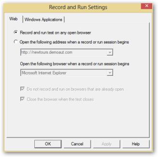 Record and run settings in QTP
