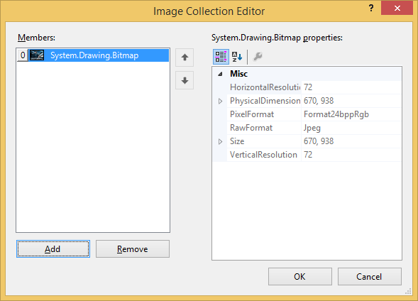 Bitmap collection editor to display items in image streamer