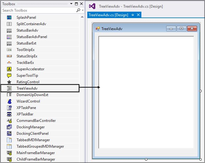 Windows Forms TreeViewAdv through designer