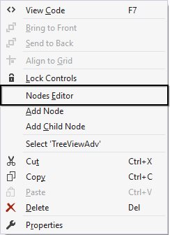 Windows forms TreeNodeAdv added in designer