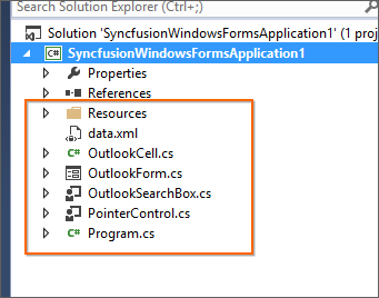 Syncfusion Windows Forms project created with required forms