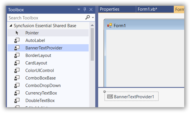 Drag and drop BannerTextProvider from toolbox
