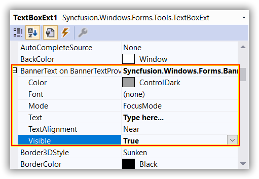 BannerTextProvider in Properties window of TextBoxExt control