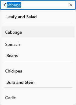 Grouping the vegetables based on its category.