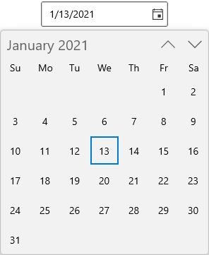 WinUI CalendarDatePicker displays Current Month Dates