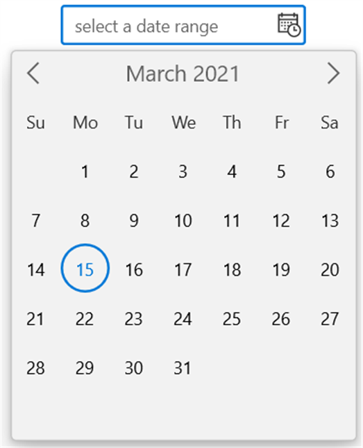 WinUI Calendar DateRange Picker with Expanded View