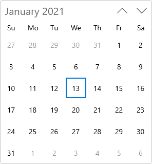 WinUI Calendar Control